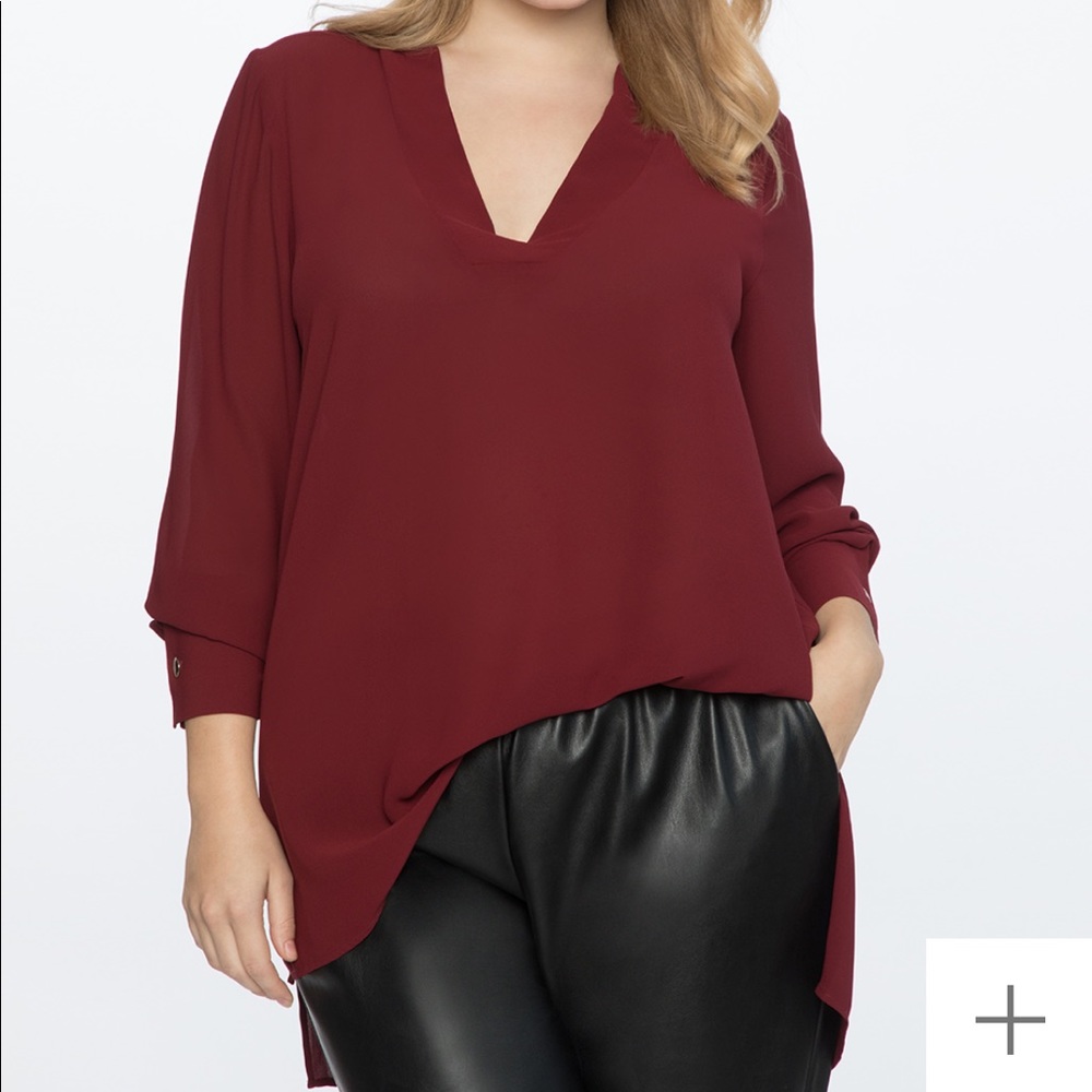 V Neck Eloquii Tunic Maroon Size 20 NWT